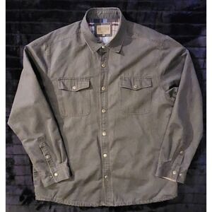North River Leather Coated Olive Snap Lightweight Lined Jacket Sz XXL Lined